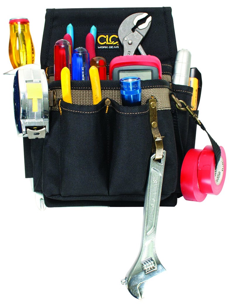 Custom Leathercraft صندوق أدوات كهربائي CLC Custom Leathercraft 1505، 10 جيوب، أسود/بني فاتح - Image 3